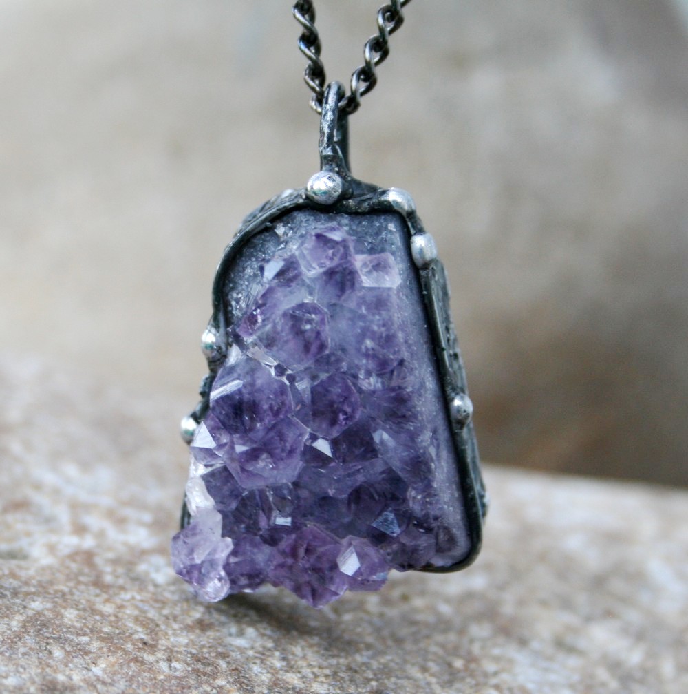 Ametystová drůza přívěsek/náhrdelník