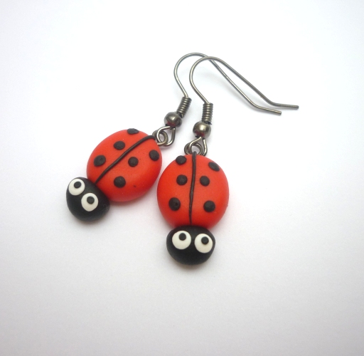 Berušky fimo náušnice