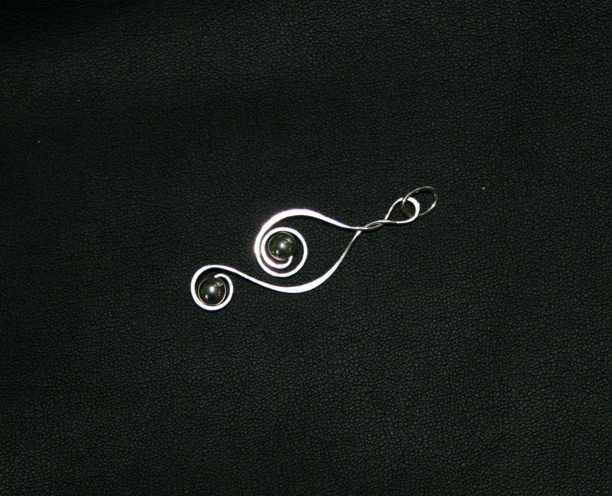 Přívěšek - spirály  - Hematit - chirurgická ocel