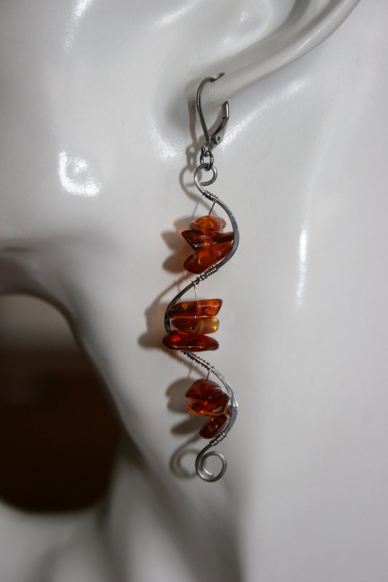 Jantar - náušnice - chirurgická ocel