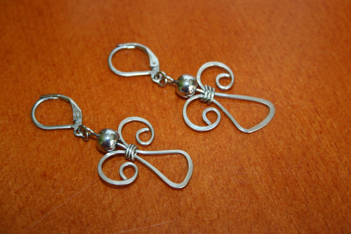 Andělé - náušnice - stříbrný hematit