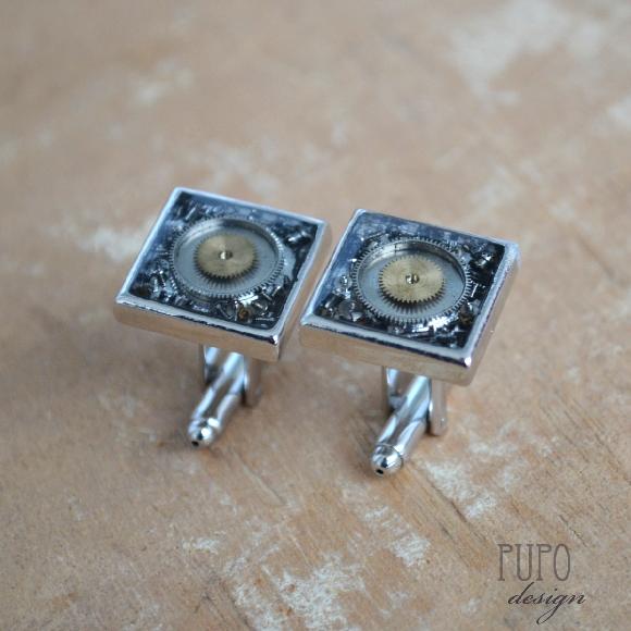 MANŽETOVÉ KNOFLÍČKY - ČIRÉ ČTVERCE