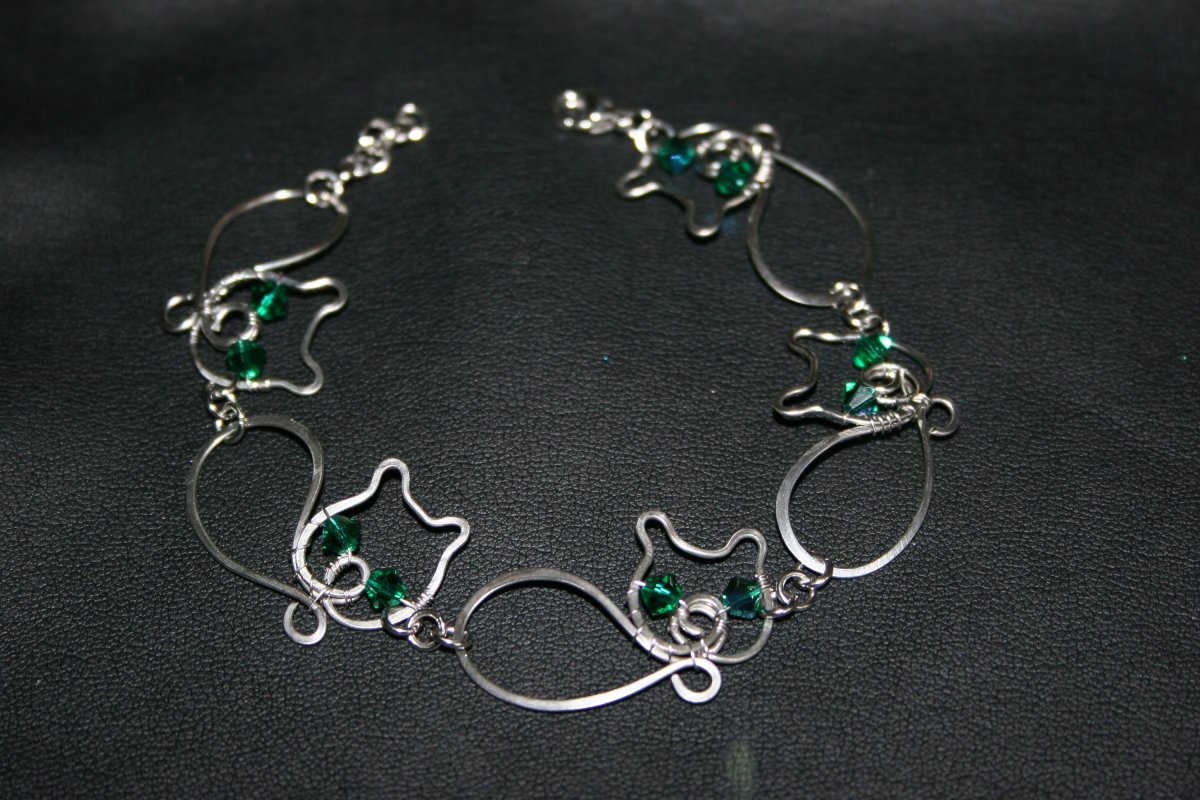 Kočičkový náramek - Swarovski - chirurgická ocel