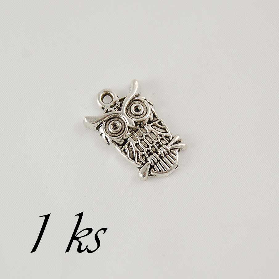 Soustředěná sovička, stříbrná barva (02 0211)