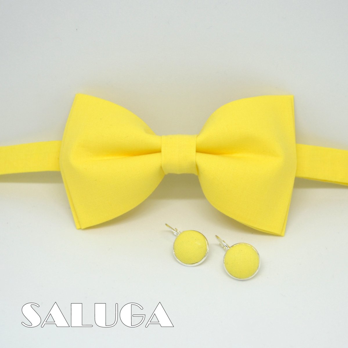 Pánsky žlutý motýlek a náušnice