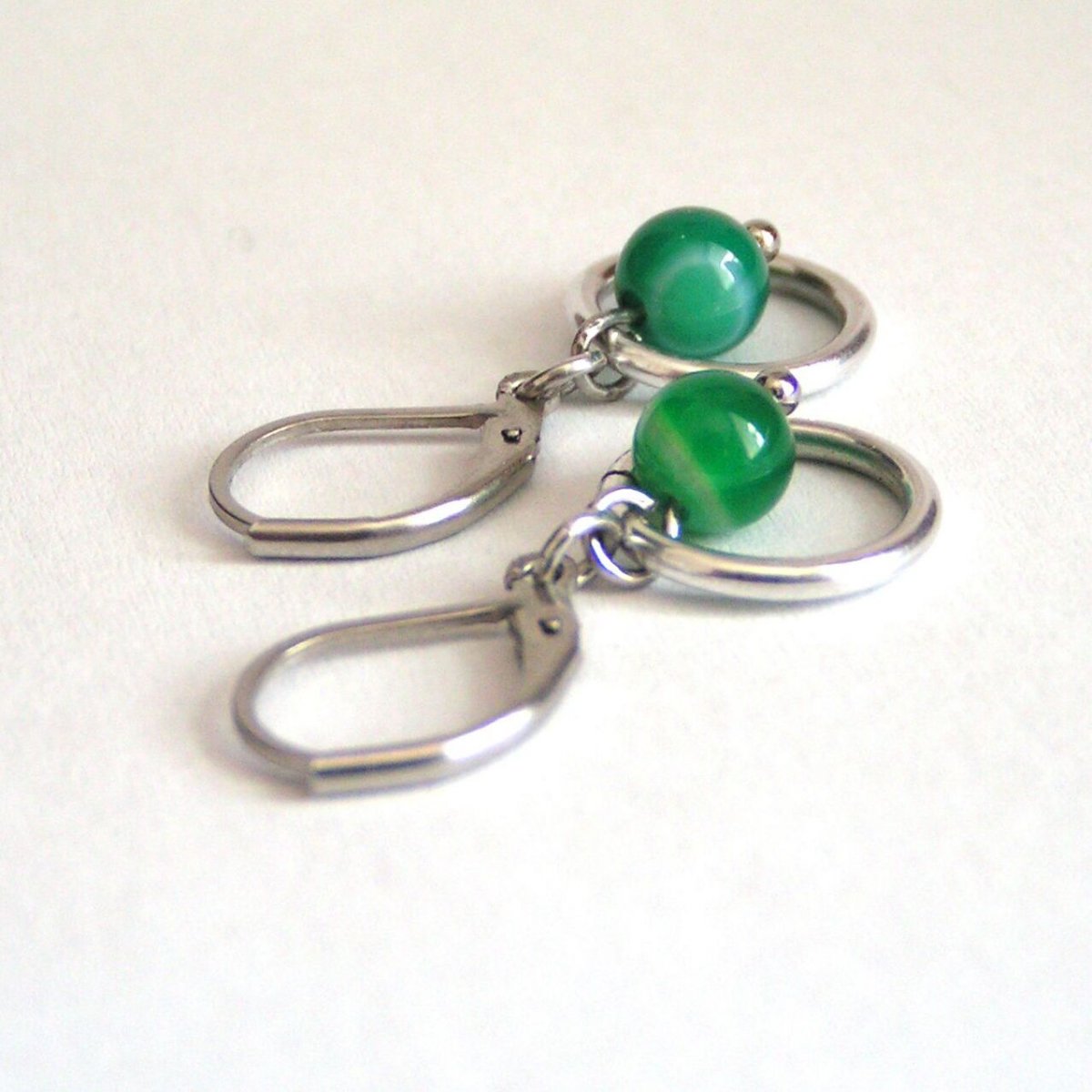 Achátky zelené - náušnice