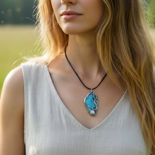 Lesní amulet – achát & měsíční kámen