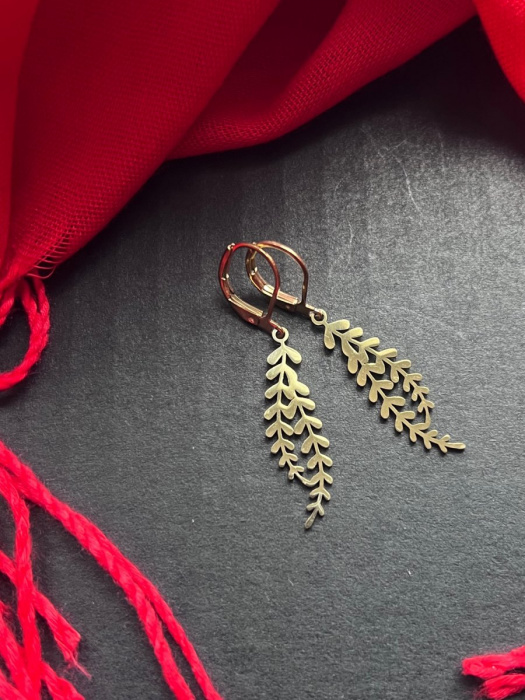 Lístečkové náušnice - pozlacená S.Steel