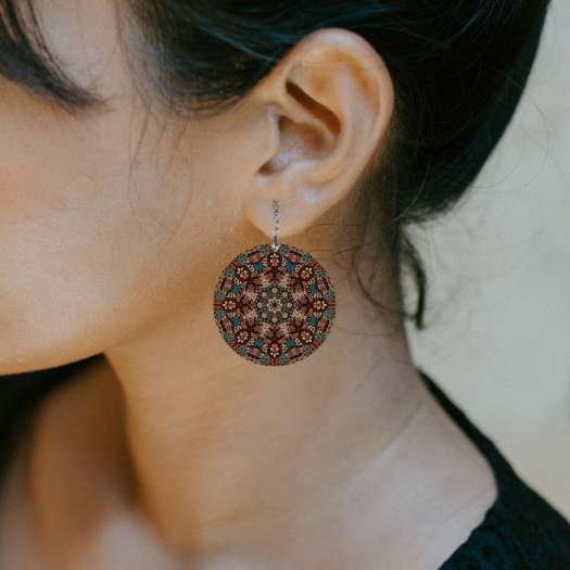 Náušnice mandala hnědá