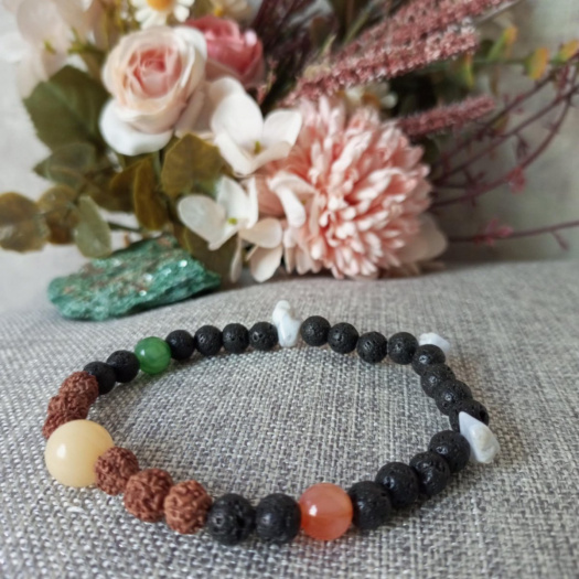 Náramek minerály a rudraksha