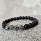 Náramek onyx a pyrit