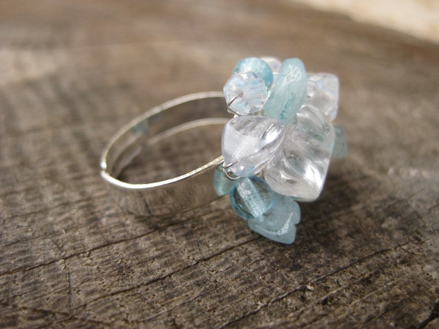 Letní ráno - prsten (akvamarín, křišťál)