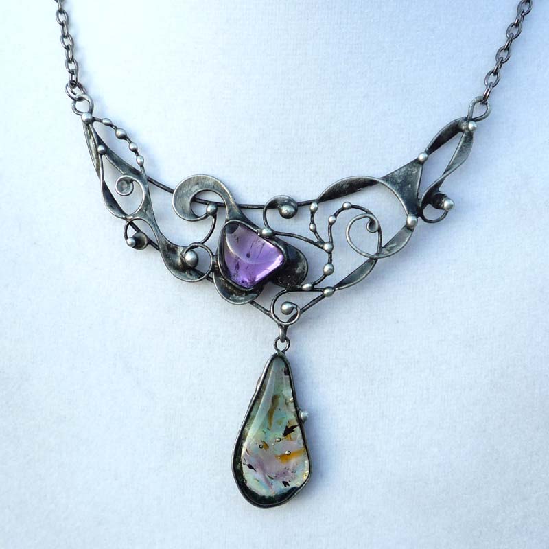 Spirálový...ametyst,sklo