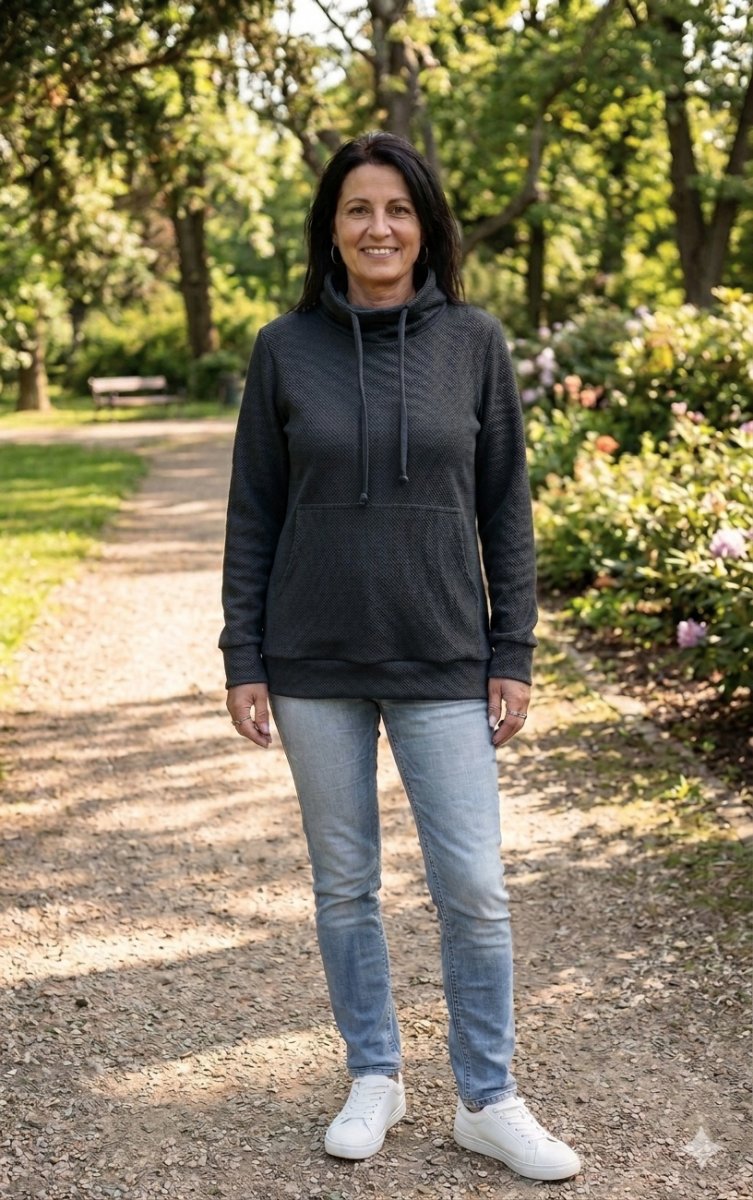 Mikina s rolákem - vaflový vzor - barva antracitová (teplákovina)