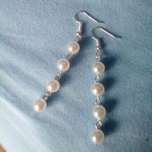 Bílé perly - dlouhé náušnice
