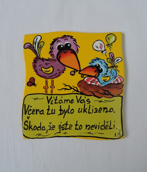 Cedulka na dveře-ptáčci žlutí II