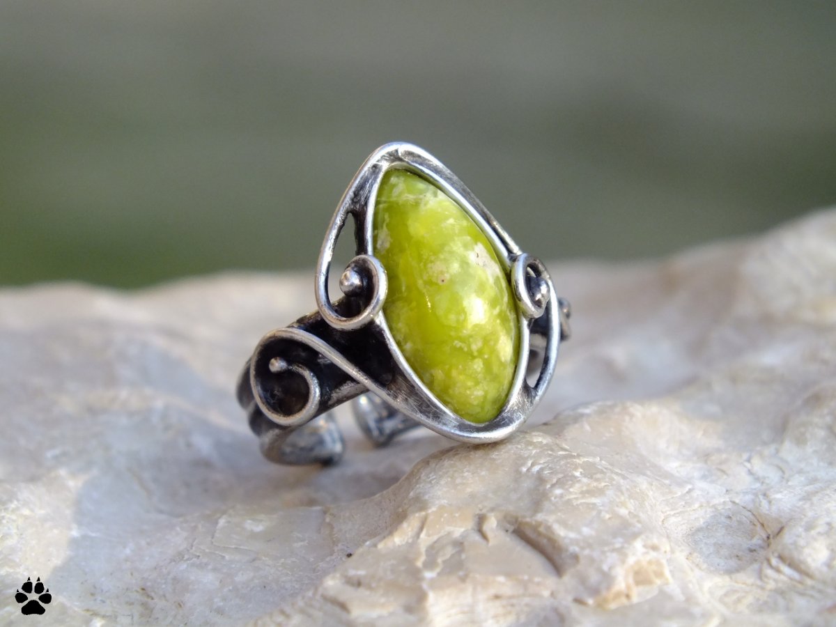 Limetkový - prsten s lizarditem 