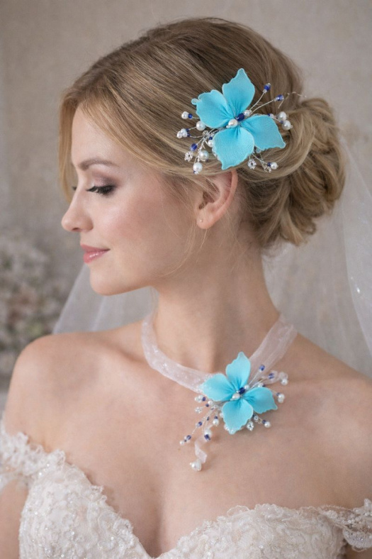 Motýlkový slavnostní set – náhrdelník a ozdoba do vlasů