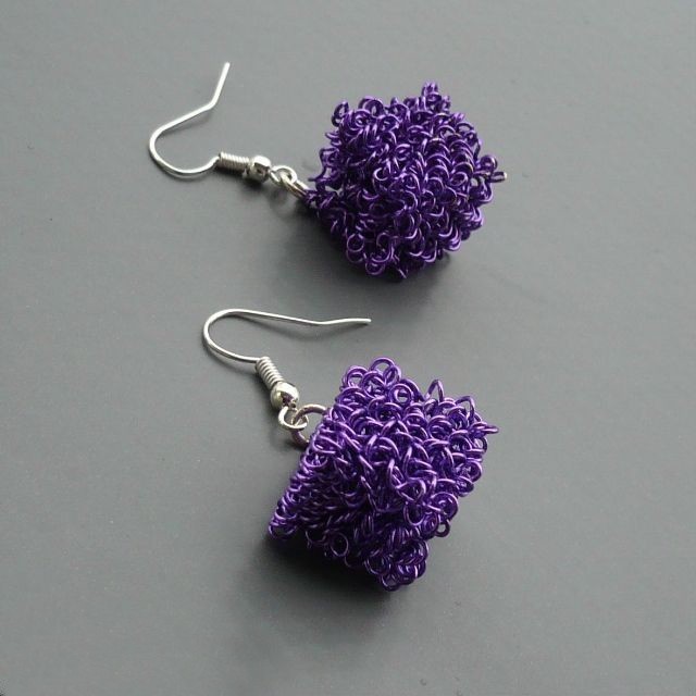 Fialové kostky - náušnice