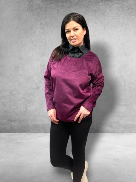 Dámská mikina s košilovou vsadkou