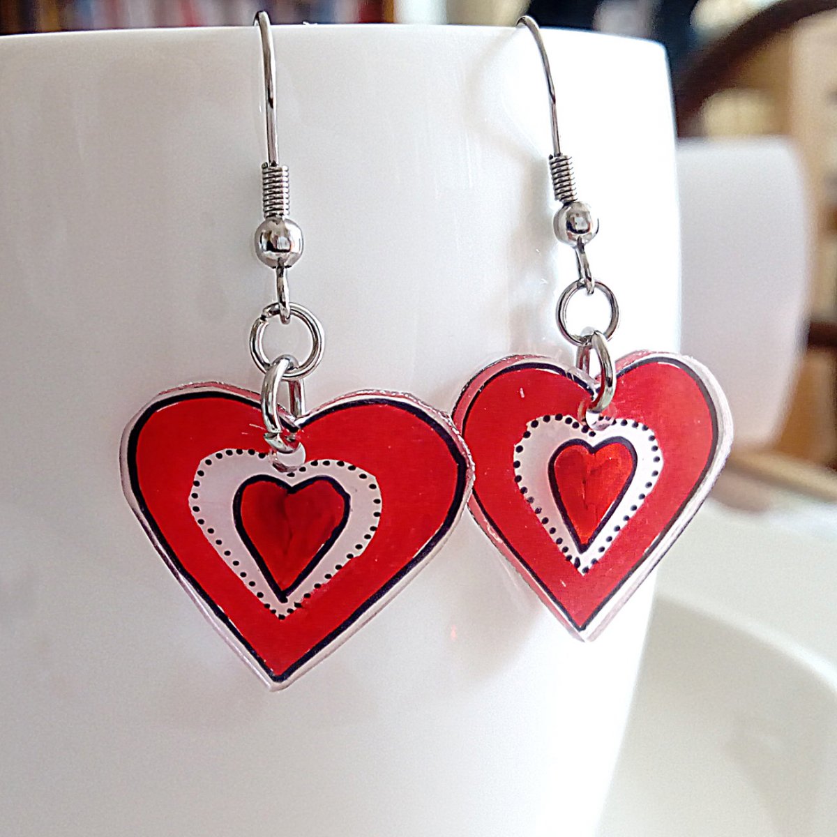 náušnice Srdíčka 3, nerez