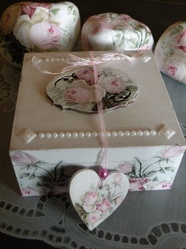 Svatební romantická krabička,šperkovnička, vintage roses 