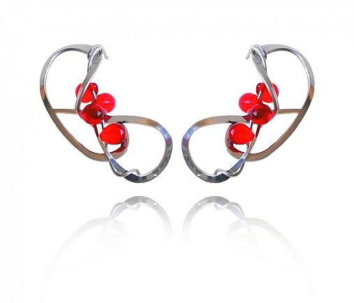 Náušnice (červená) SECESNÁ