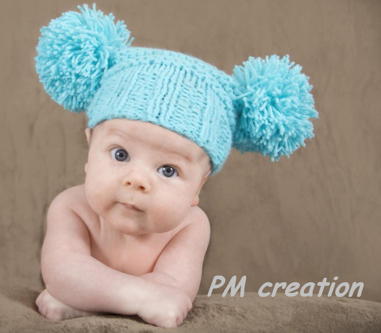 Čepička na focení miminek-bambulatá ,tyrkysová