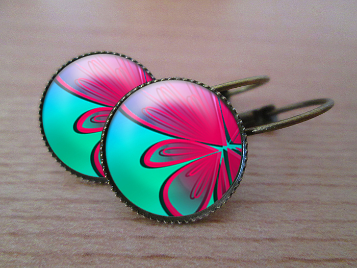 VINTAGE VISACÍ NÁUŠNICE - Tropický kvítek