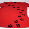 Červené dámské triko s kočičími stopami - na objednávku
