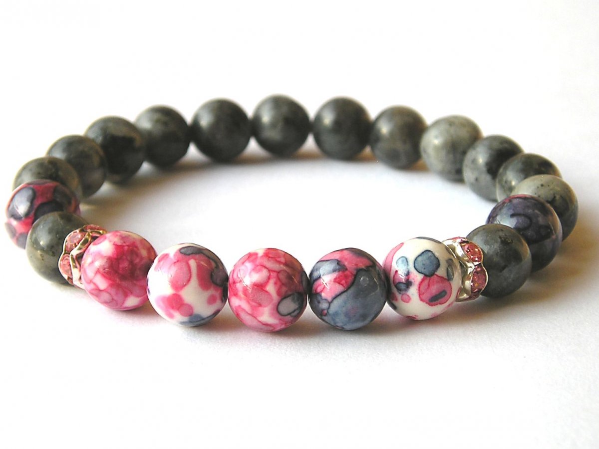 Náramek z mořského nefritu a norského labradoritu