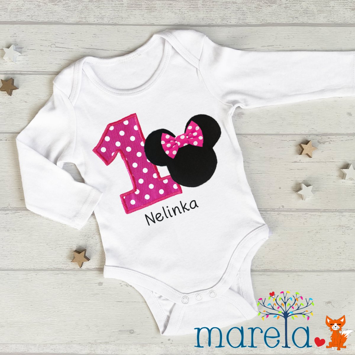 Narozeninové body myška Minnie dlouhý rukáv