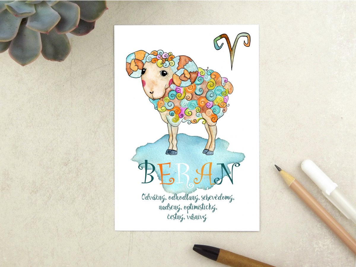 Znamení zvěrokruhu Beran - pohlednice