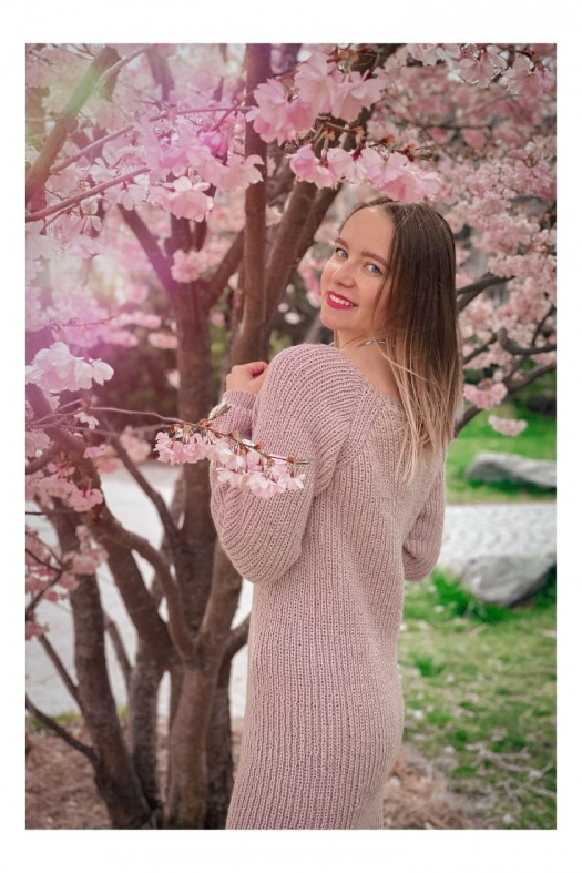Dámské teplé svetrové starorůžové šaty na přání dárek pro ženu 