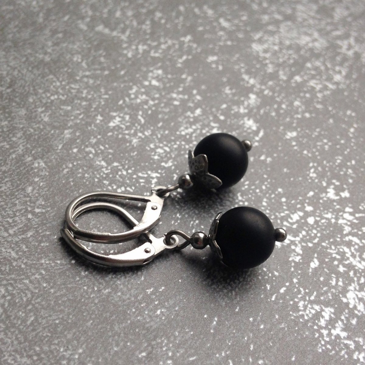 Náušnice s onyxem - S.Steel