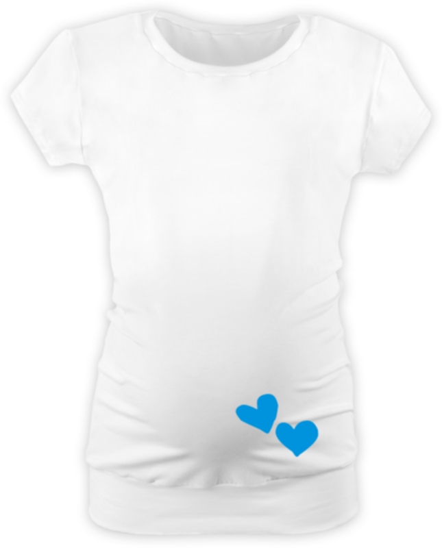 těhotenské TRIČKO bílé s výšivkou SRDCE, modrá