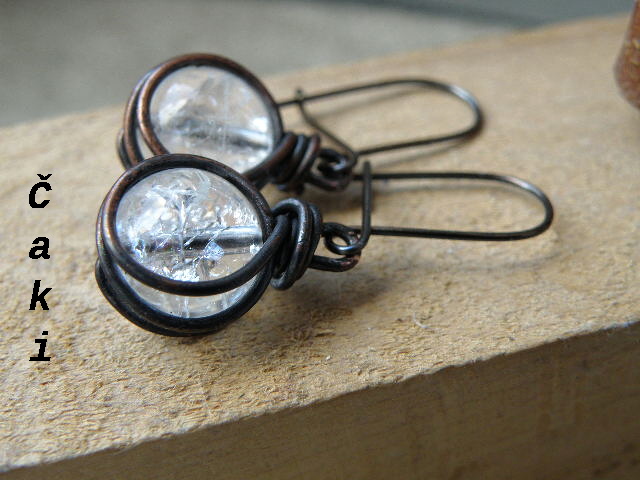 Křišťál v mědi-naušnice