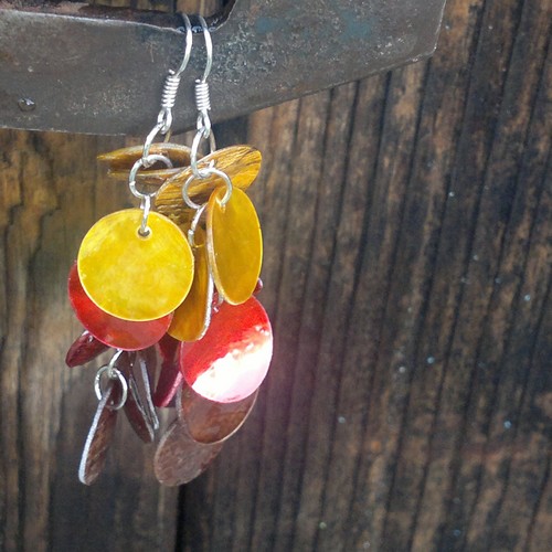 Perleťové náušničky -červené zlato