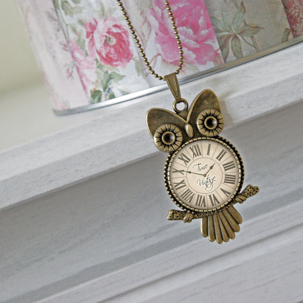Vintage hodiny- Bronzová sovička