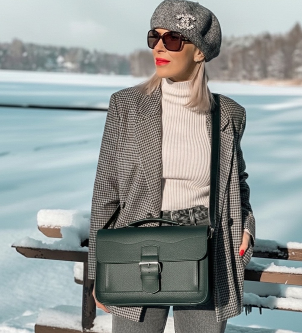 Kožená taška BOSTON - tmavě zelená 