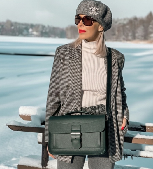 Kožená taška BOSTON - tmavě zelená 