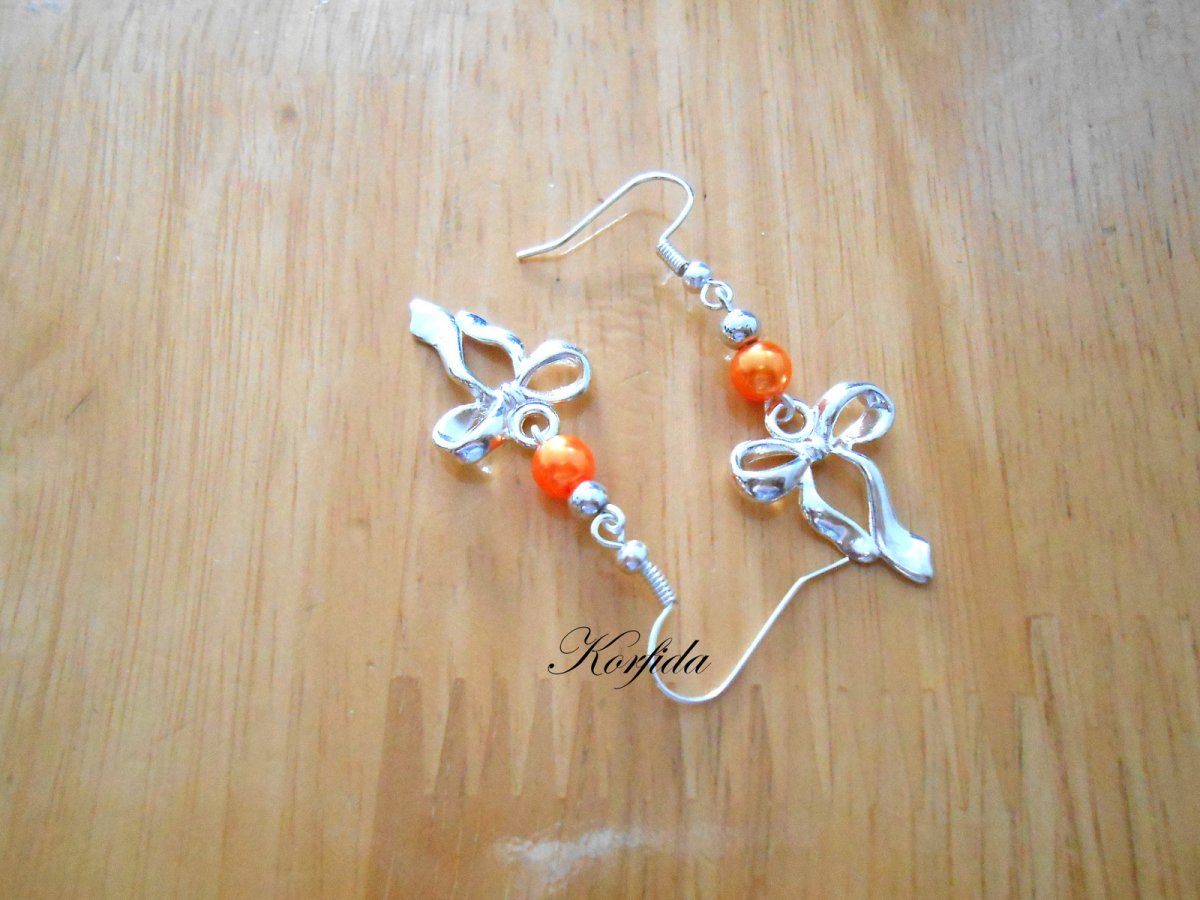 Náušnice mašličky s oranžovou (498/16)