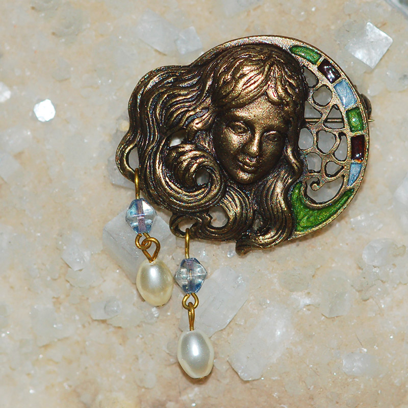 Secesní dívka - brož