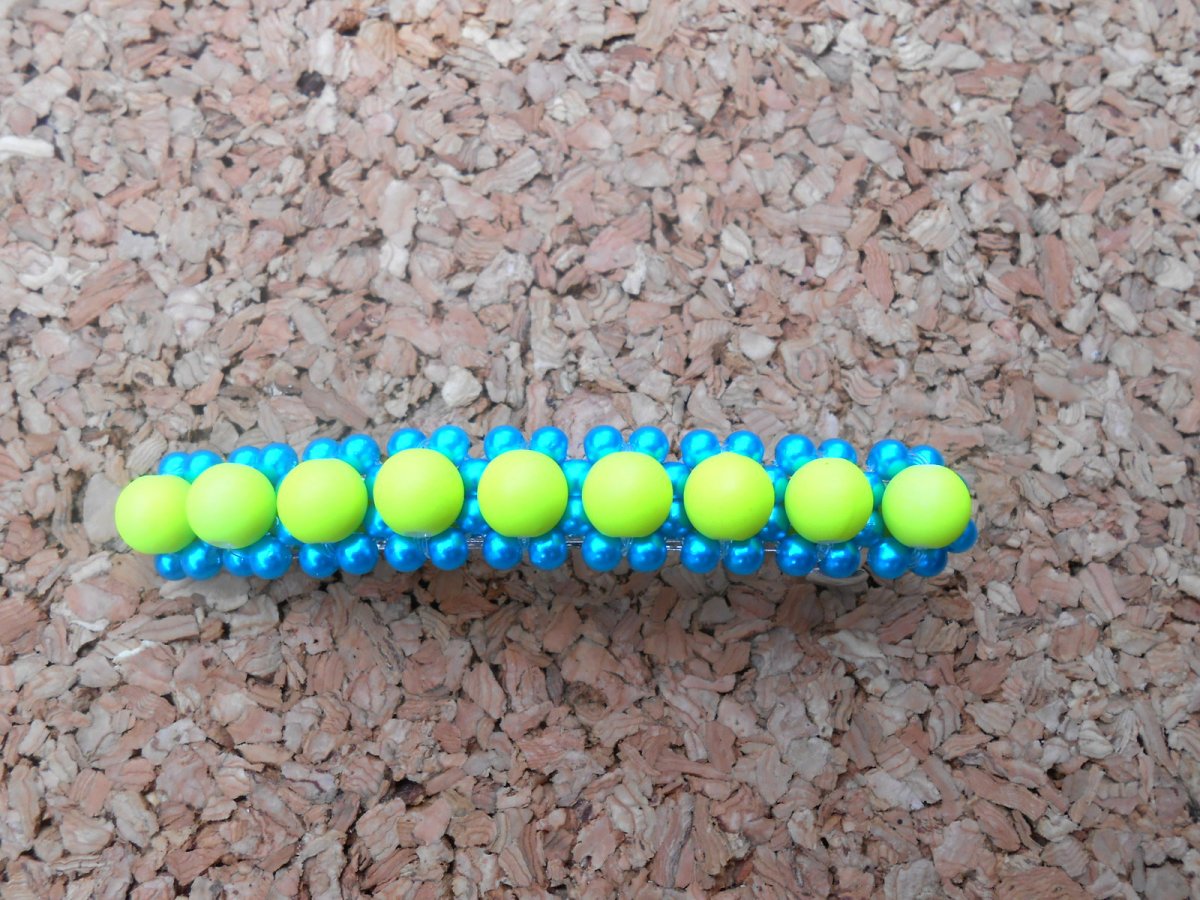 Šitá sponka - tyrkysová+žlutá neon