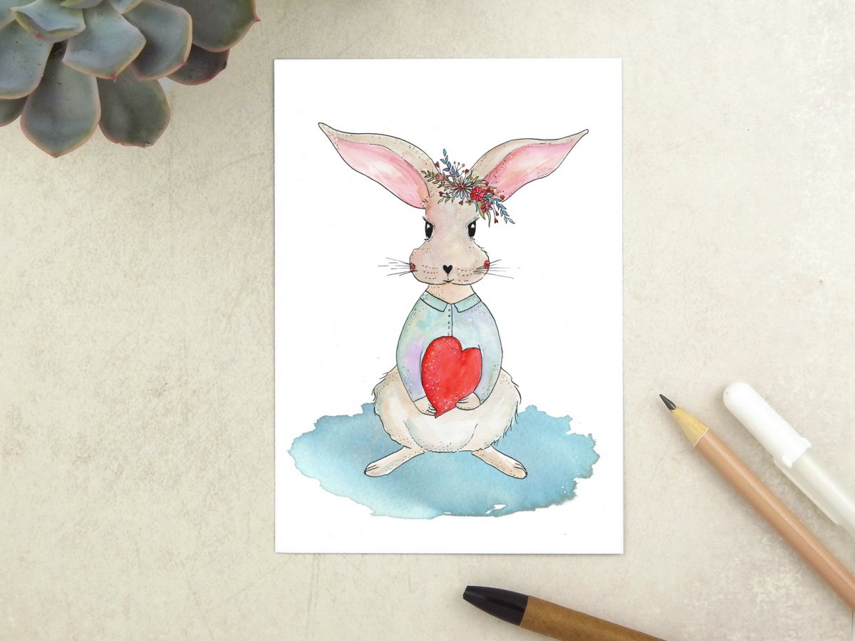 Zamilovaný králík - pohlednice