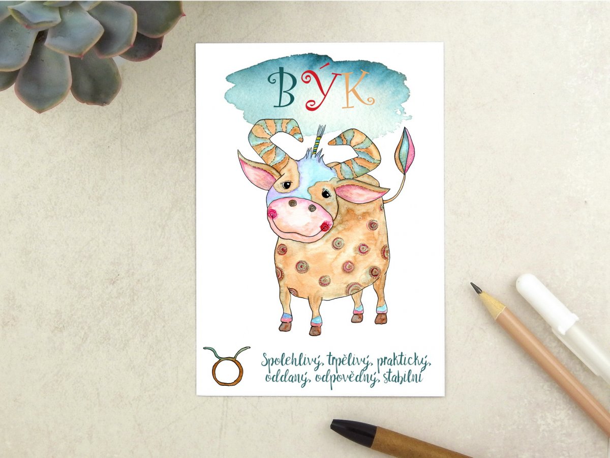 Znamení zvěrokruhu Býk - pohlednice
