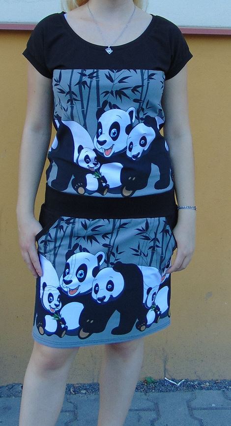 ŠATY PANDY NA ŠEDÉ XS - XXXL