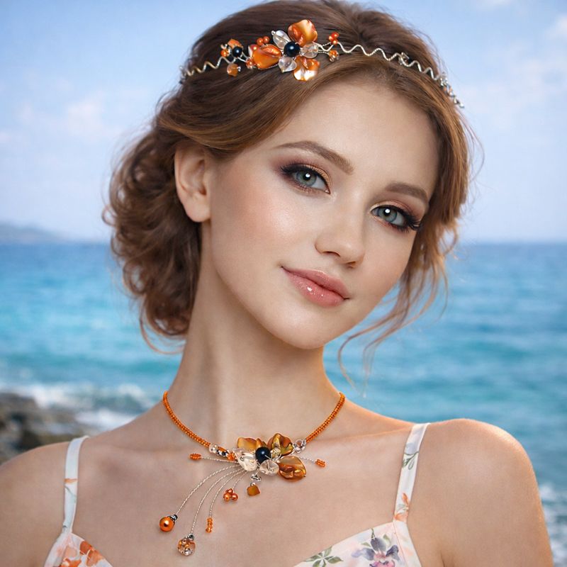 Letní perleťový šperkový set  z perleťových nugetů | Ruční výroba