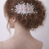Svatební vlasová ozdoba s perličkami – bílí květ-francouzský závoj
