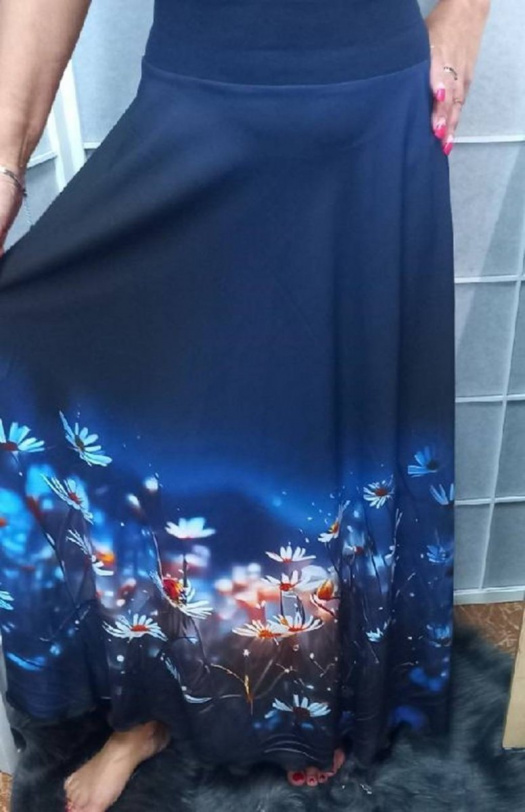 Dlouhá půlkolová sukně - kopretiny, velikost L/XL ~ LETNÍ VÝPRODEJ ~